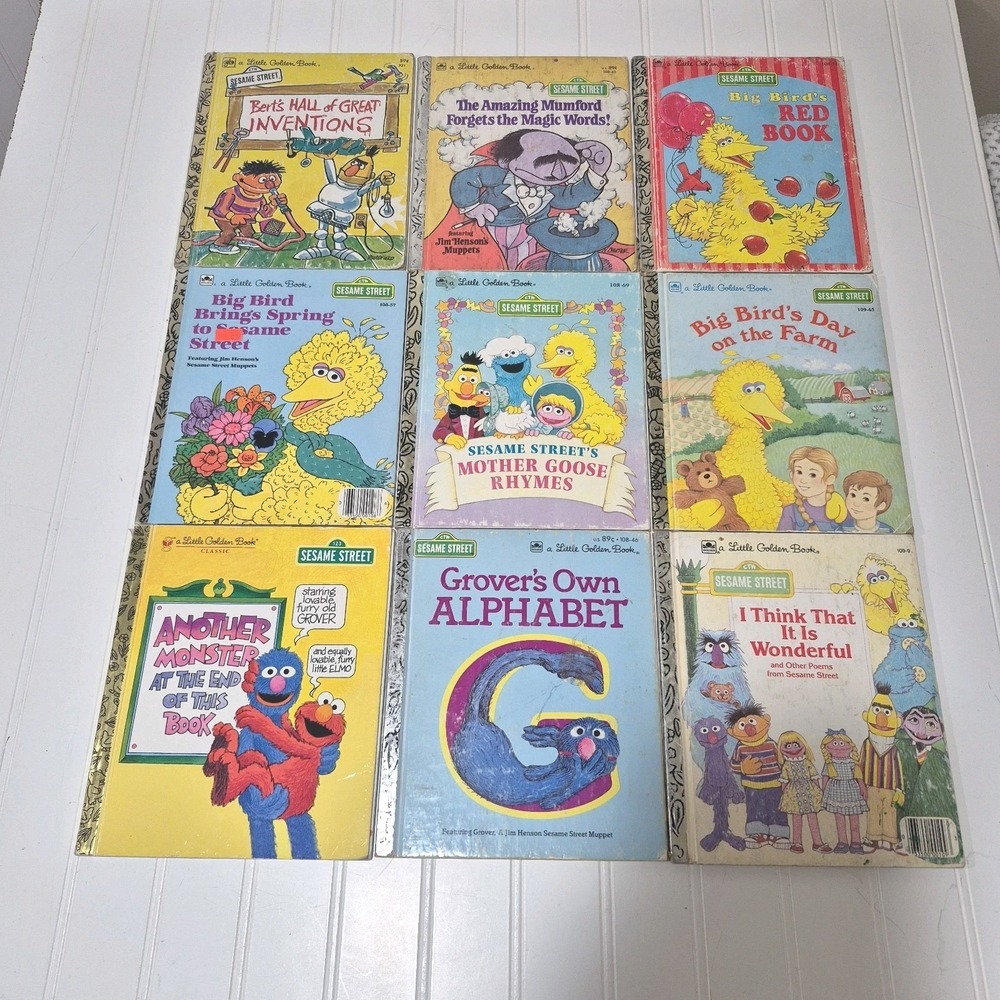 Sesame Street Little Golden Book Lot of 9 Vintage Books